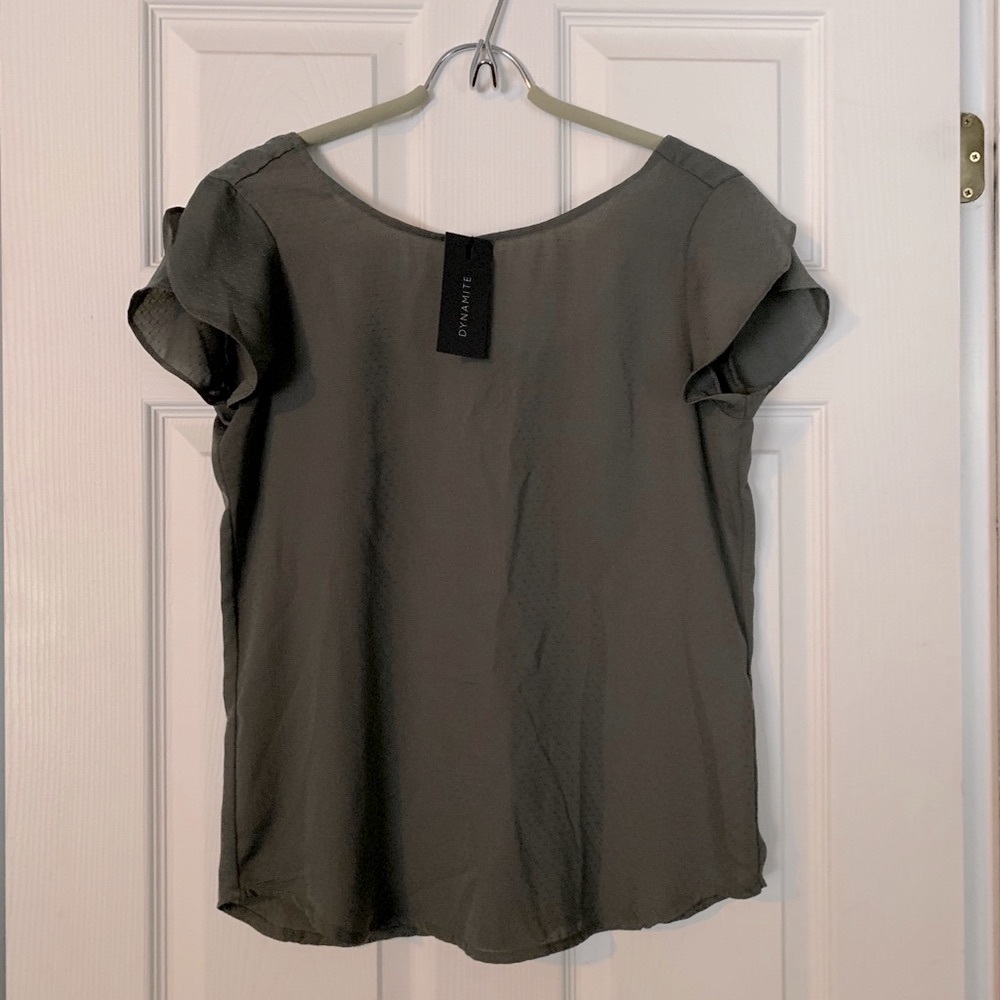 Dynamite Grey Pin Dot Blouse